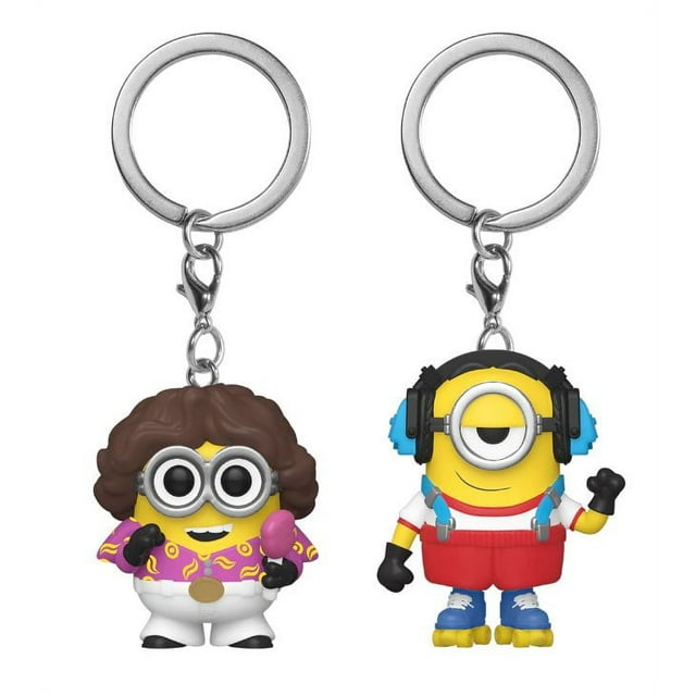 1 Set of 2 Pop Pocket  Keychain Minion Bob & Stuart