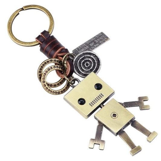 Fashion Personalized Zinc Alloy Robot Boy Shaped Pendant Leather Keychain