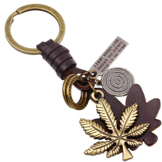 Fashion Maple Leaf Key Ring Accessories Leather Holder Keychain