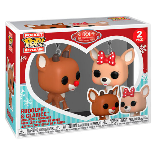 1 pc Pocket Pop! Keychain: Rudolph The Red-Nosed Reindeer - Rudolph & Clarice 2-pack